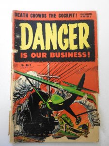 Danger Is Our Business #2 (1954) PR Cond cover detached, book-length spine split