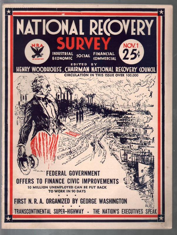 National Recovery Survey #1 11/1933-1st issue-Uncle Sam-historic-unique-VF