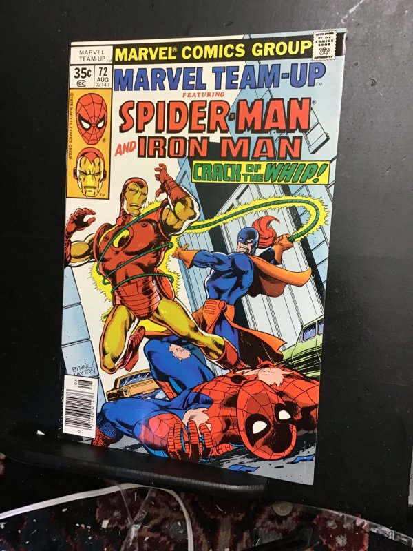 Marvel Team-Up #72 (1978) Spider-Man send Iron Man vs whiplash! VF!NM Wow