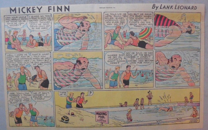 (40) Mickey Finn Sunday Pages by Lank Leonard from 1939 Half Page Size! Police!