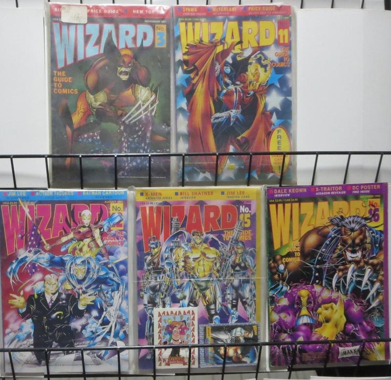 WIZARD Magazine #3,11,12,15,16 (1991-1992)Wolverine, Spawn, WildCATS, Maxx VG/+