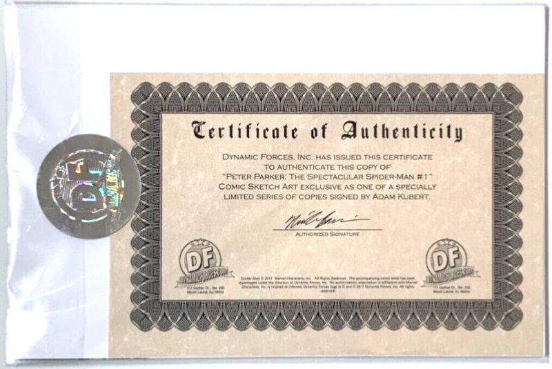 Spectacular Spider-Man Peter Parker #1 Sketch/Color Set Signed Adam Kubert W/COA