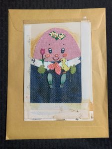 HAPPY EASTER Humpty Dumpty w/ Tulip and Duck 6x9 Greeting Card Art E2241