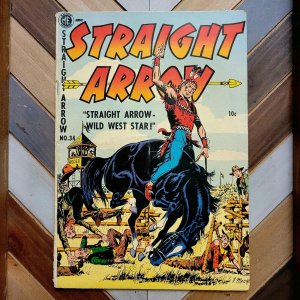 STRAIGHT ARROW #34 VG/FN (Magazine 1953) Red Hawk PRE-CODE 10-cent GOLDEN AGE