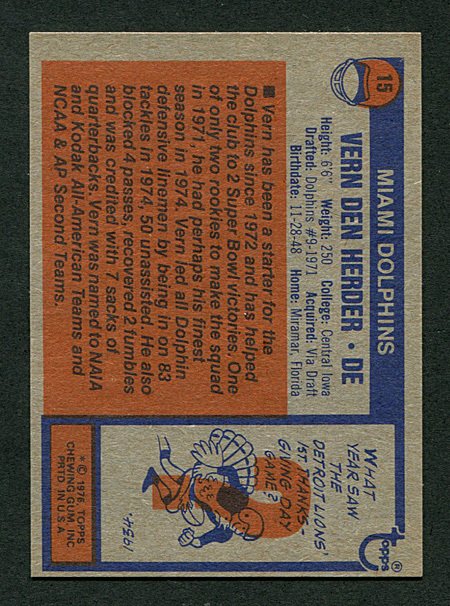 1976 Topps Vern Den Herder #15  NM-MT