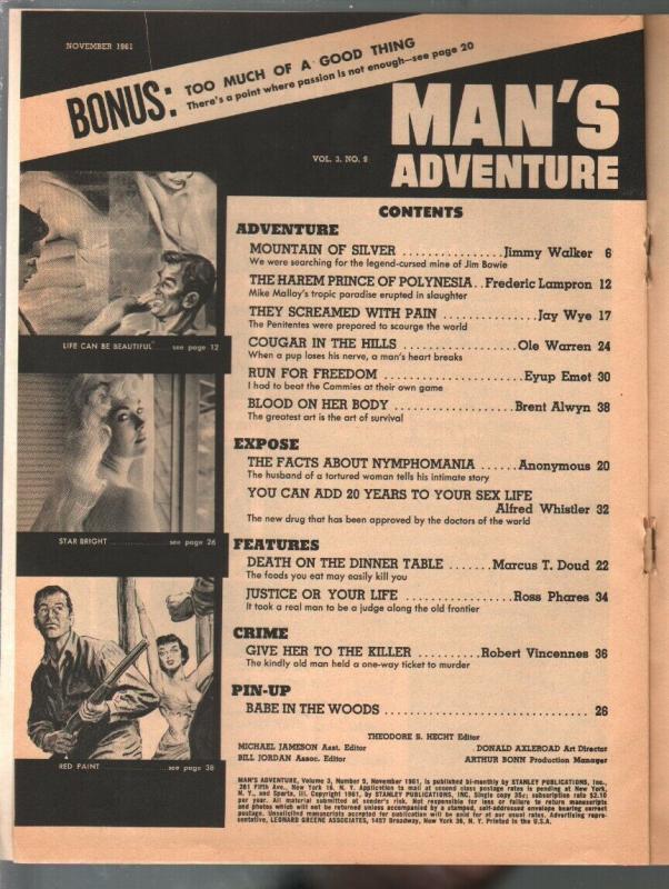 Man's Adventure 11/1964-Nazi torture cover-bondage-cheesecake pix-FN+ 