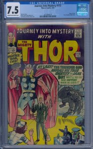 JOURNEY INTO MYSTERY #113 CGC 7.5 THOR ORIGIN LOKI GREY GARGOYLE JACK KIRBY