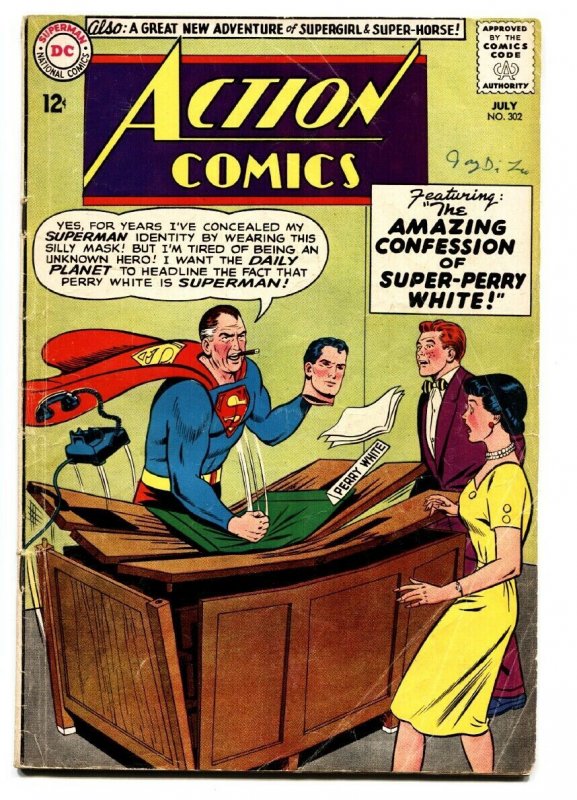 ACTION COMICS #302 comic book DC Jimmy Olsen-Superman!-Silver Age VG