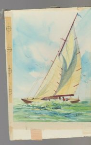 SAILBOAT & BLUE SKIES 5.75x8.5 #7613 Greeting Card Art