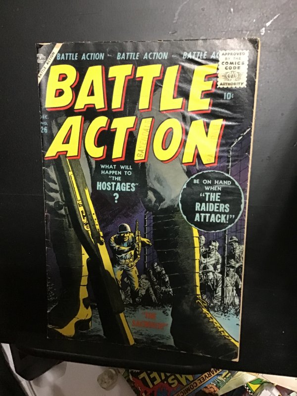 Battle Action #26; (1956) Affordable grade pre-Marvel,  Atlas War! VG+ Wow!