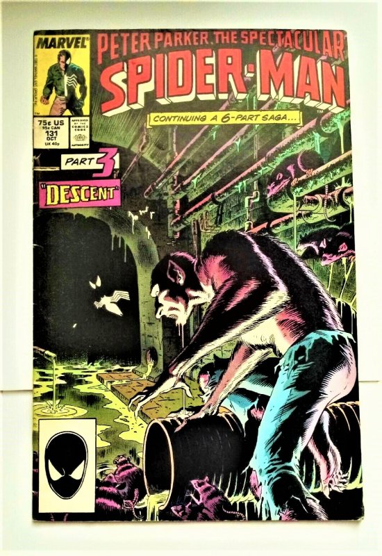 Spectacular Spider-Man 1976 1st Series #131 Descent  FN- Non-Stock Photo