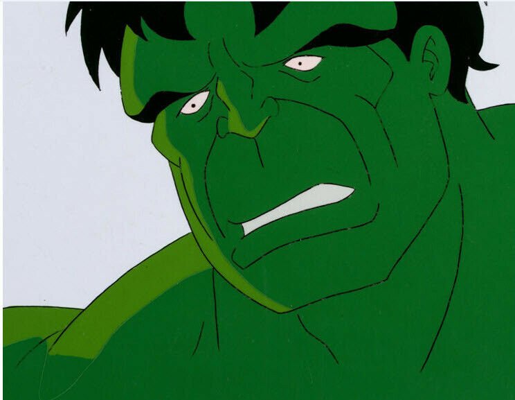 The Incredible Hulk Hulk Close-Up Production Cel Setup and Animation Drawing