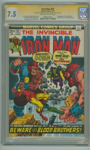 Iron Man #55 1st appearance of Thanos CGC 7.5 SS signed by Jim Starlin OWW