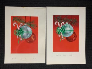 CHRISTMAS Ornaments & Candy Canes 2pcs 8x11 Greeting Card Art #X0014 w/ 9 Cards