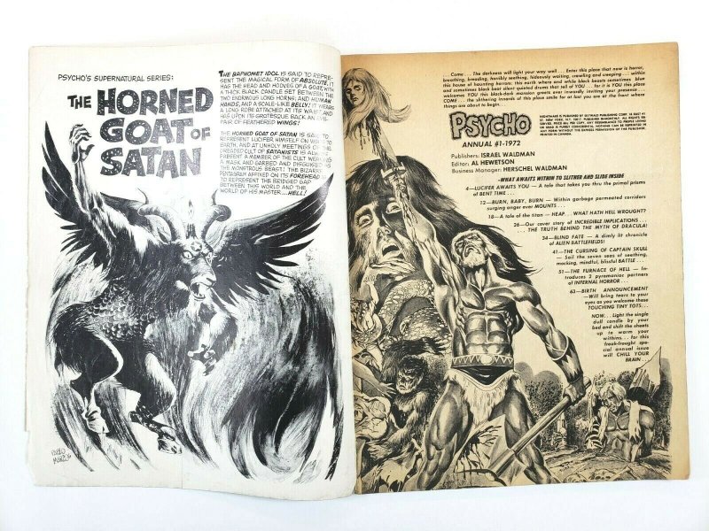 PSYCHO Annual #1 Horror Monster Comic Magazine 1972