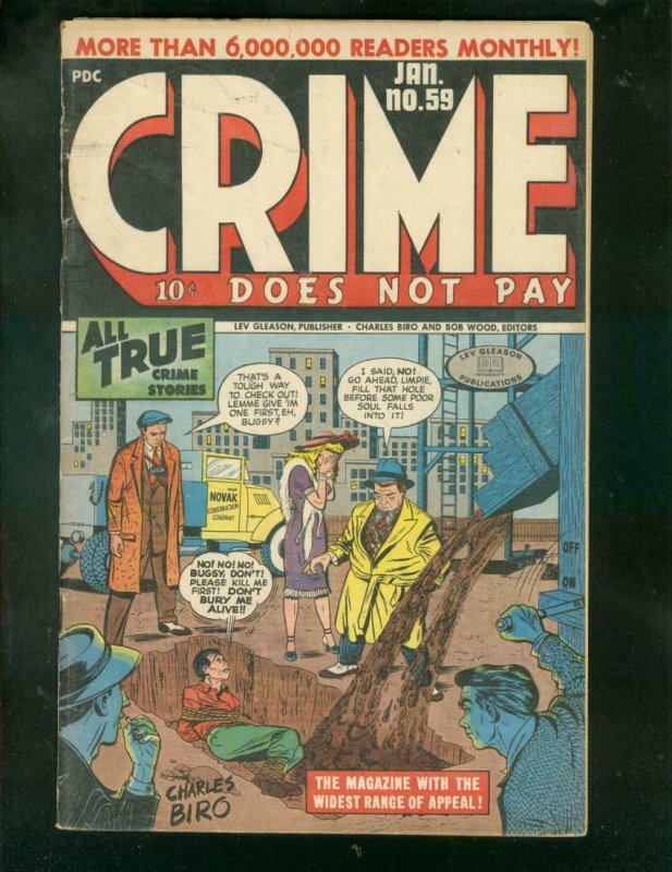 CRIME DOES NOT PAY #59 1948-CHARLES BIRO-LIVING BURIAL- VG