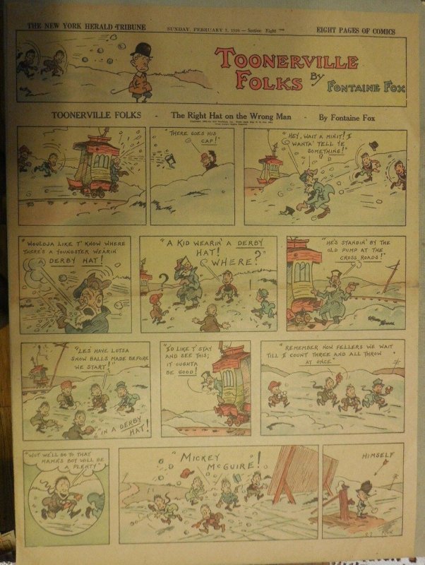 Toonerville Folks by Fontaine Fox from 2/7/1926 Full Size Color Page !