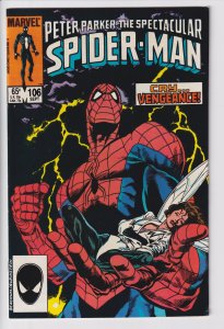 SPECTACULAR SPIDER-MAN #106 (Sep 1985) VF 8.0, white!