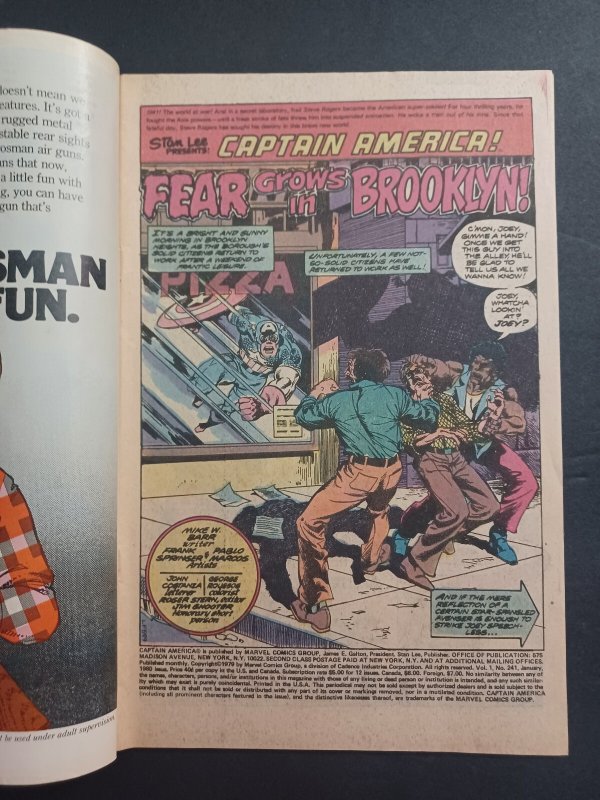 Captain America #241 newsstand - 1st Cap vs Punisher - Frank Miller - 1980 - FN