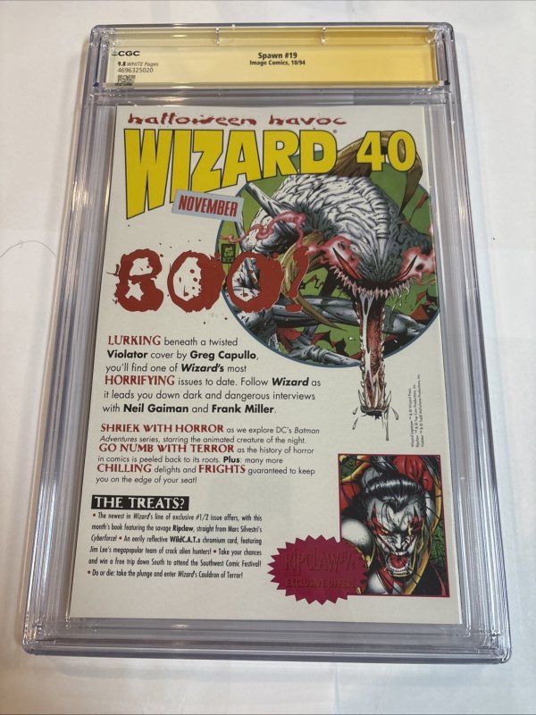 Spawn (1994) # 19 (CGC 9.8 SS) Signed Greg Capullo * Image Comics
