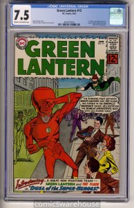 GREEN LANTERN #13 (DC 6/62) CGC 7.5 1ST SILVER AGE FLASH CROSSOVER