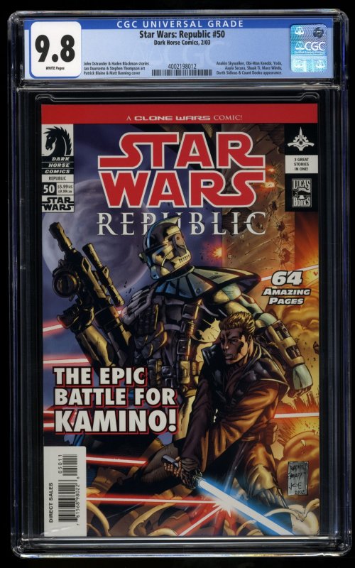 Star Wars: Republic #50 CGC NM/M 9.8 White Pages Last Issue!