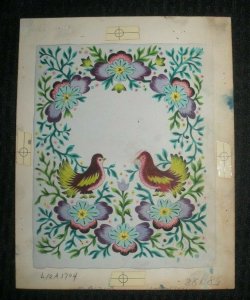 BIRTHDAY Birds & Flowers Leaves 7.5x9.5 Greeting Card Art #1704