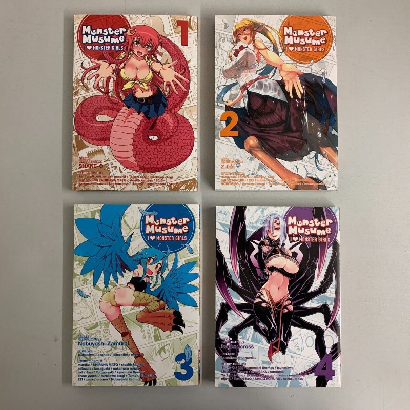 Monster Musume I Heart Monster Girls Vol.1-4 Complete Set + Cards English  