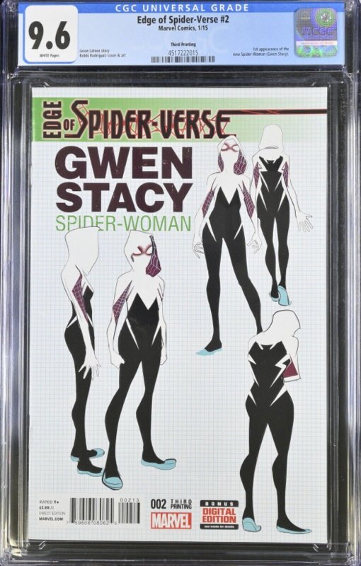 (2015) Edge of Spider-Verse (1st SPIDER-GWEN) #2 3rd Print VARIANT COVER CGC 9.6