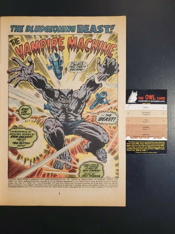 Amazing Adventures #14 (1972) F+ 6.5 Furry best series Beast vs Quasimodo|