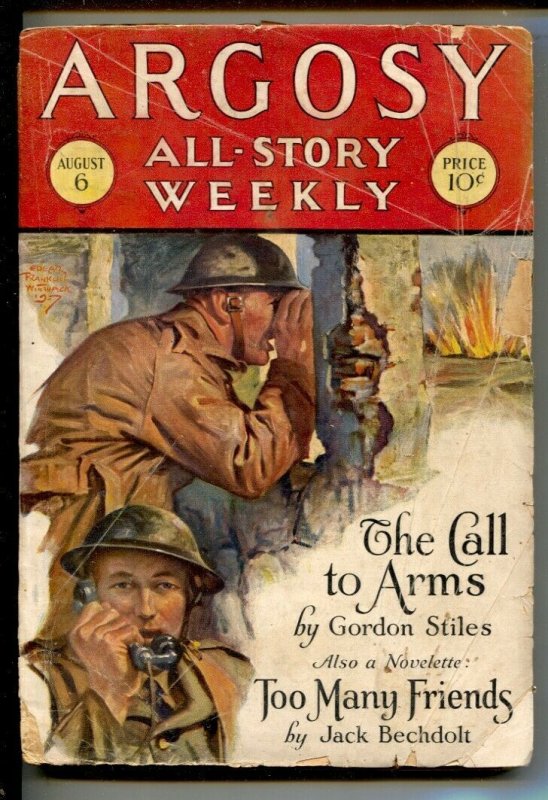 Argosy All-Story Weekly 8/6/1927-A Call To Arms war story by Gordon Stiles-...