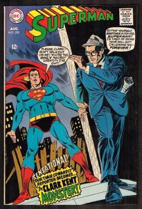 Superman #209 ~ The Clark Kent Monster! ~ 1968 (7.0) WH