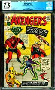 Avengers #2 CGC Graded 7.5 1st Space Phantom; Hulk Leaves the Avengers