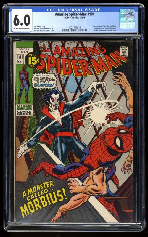 Amazing Spider-Man #101 CGC FN 6.0 Off White to White 1st Appearance Morbius!