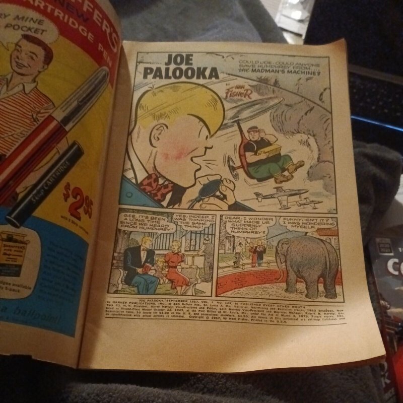 Joe Palooka #102 Harvey comics 1957 Madman's Machine silver Age humphrey cover