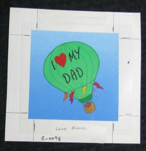 I LOVE MY DAD Cute Mouse in Hot Air Balloon 6x6 Greeting Card Art #0098