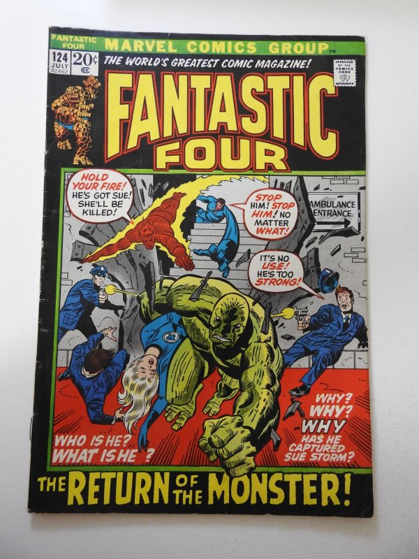 Fantastic Four #124 (1972) VG- Condition Moisture stain