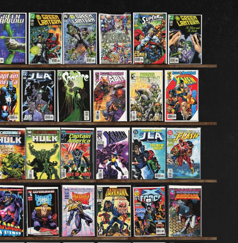 Huge Lot 150+ Comics with X-Man, Green Lantern, Hardcase, The Flash & More!