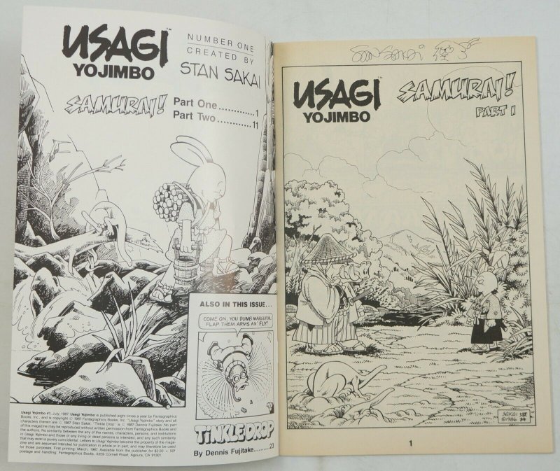 Usagi Yojimbo #1 VF- signed by Stan Sakai with sketch - Fantagraphics - TV show 