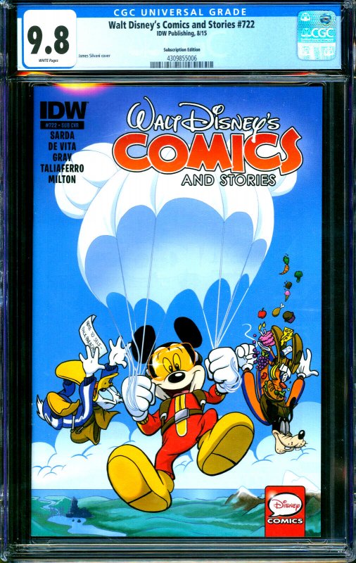 Walt Disney Comics and Stories #722 Sub Variant IDW 2015 CGC 9.8