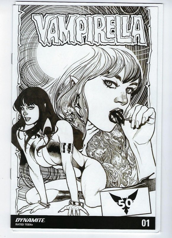 VAMPIRELLA # 1 (2019) ADAM HUGHES VARIANT 1/20 B&W COVER RATIO  {NM}