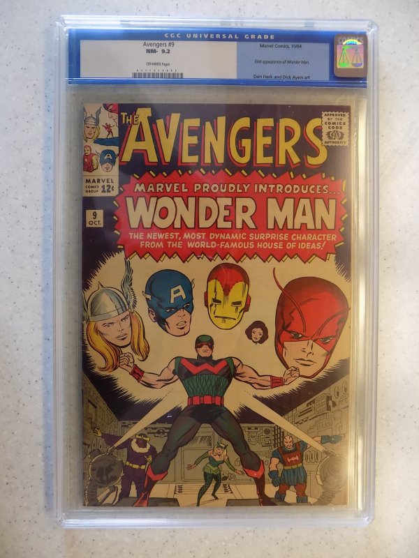 AVENGERS # 9 MARVEL CGC 9.2. 1ST WONDERMAN CAPTAIN AMERICA THOR IRON MAN