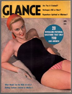 Glance 12/1948-Ann Ziba-spicy pin-ups-torture pix-John Wayne-exploitation-VF