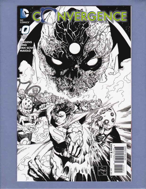 Convergence #0 B&W Variant Cover NM Front/Back Cover Scans DC 2015