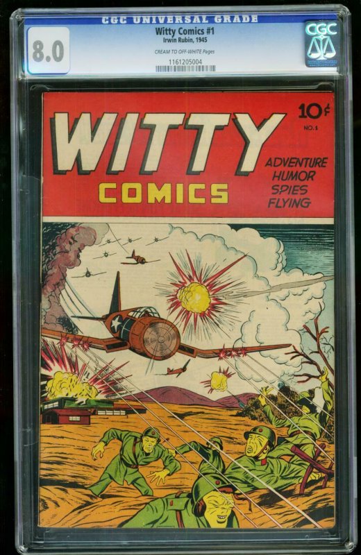 WITTY COMICS #1-1945-CGC 8.0-WILD WWII COVER-SOUTHERN STATES 1161205004 