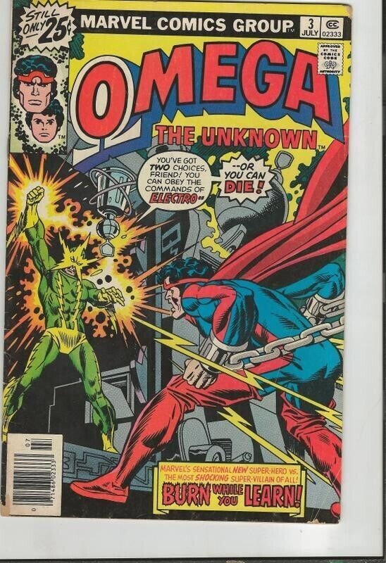 Omega The Unknown #3 ORIGINAL Vintage 1976 Marvel Comics