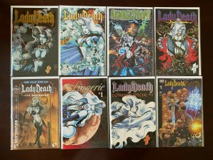 Lady Death appearances lot 20 different issues avg 8.0 VF
