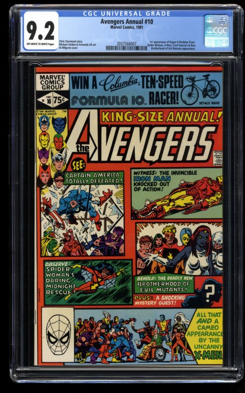 Avengers Annual #10 CGC NM- 9.2 Off White to White 1st Rogue!