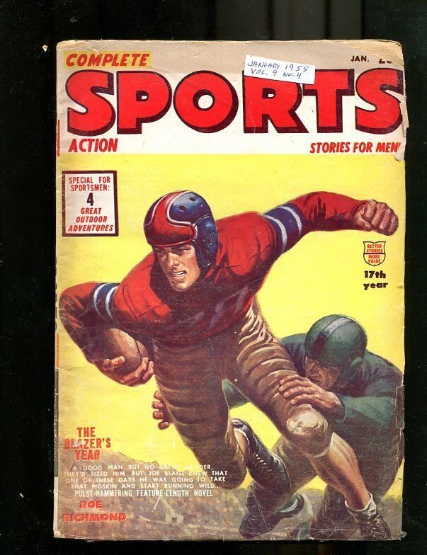 COMPLETE SPORTS PULP-JANUARY-1955-FOOTBALL-AUTO RACING! G/VG