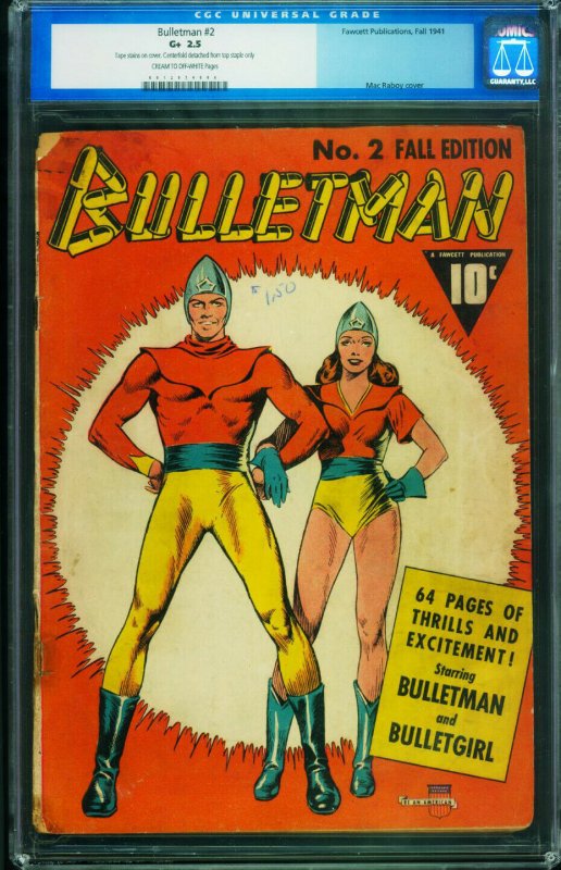 Bulletman #2 CGC 2.5-1941-Bulletgirl-Mac Raboy cover- 0012974006